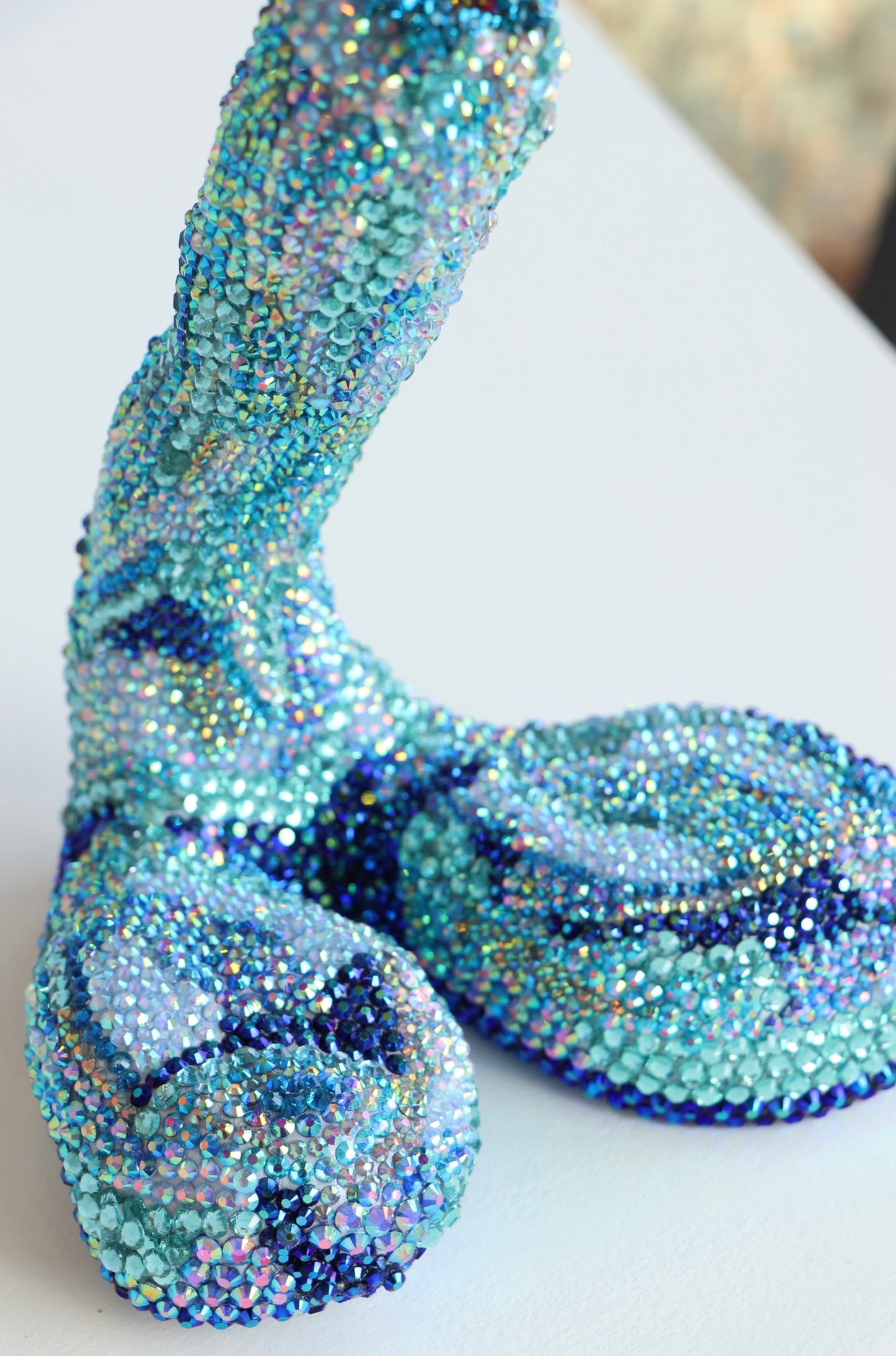 Extra Large Blue Contemporary Penis Nude Glass Clay Erotic Phallus Phallic Erotic Rhinestone Sculpture LGBT Queer Gay Art By Max Hammond Studio