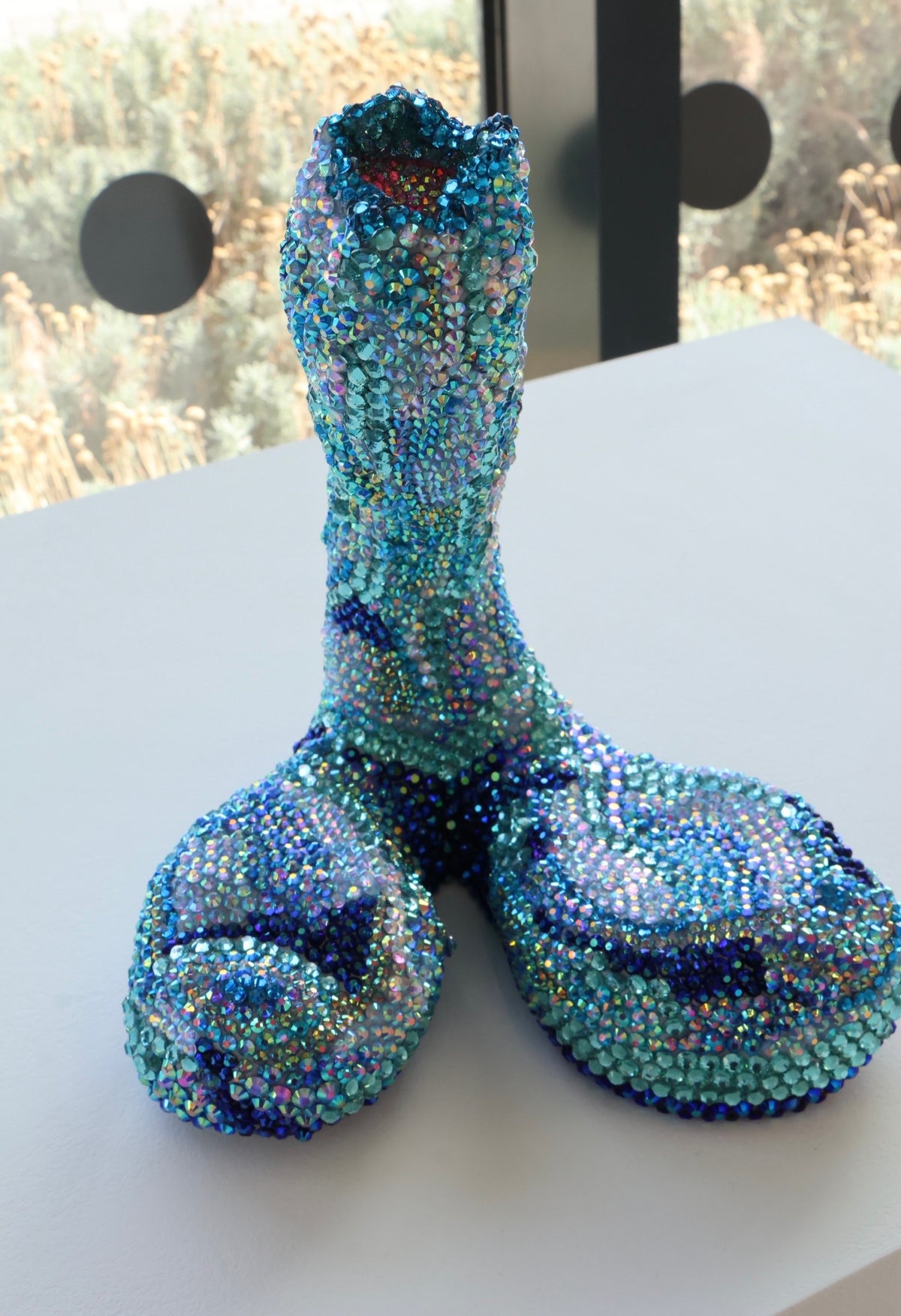 Extra Large Blue Contemporary Penis Nude Glass Clay Erotic Phallus Phallic Erotic Rhinestone Sculpture LGBT Queer Gay Art By Max Hammond Studio