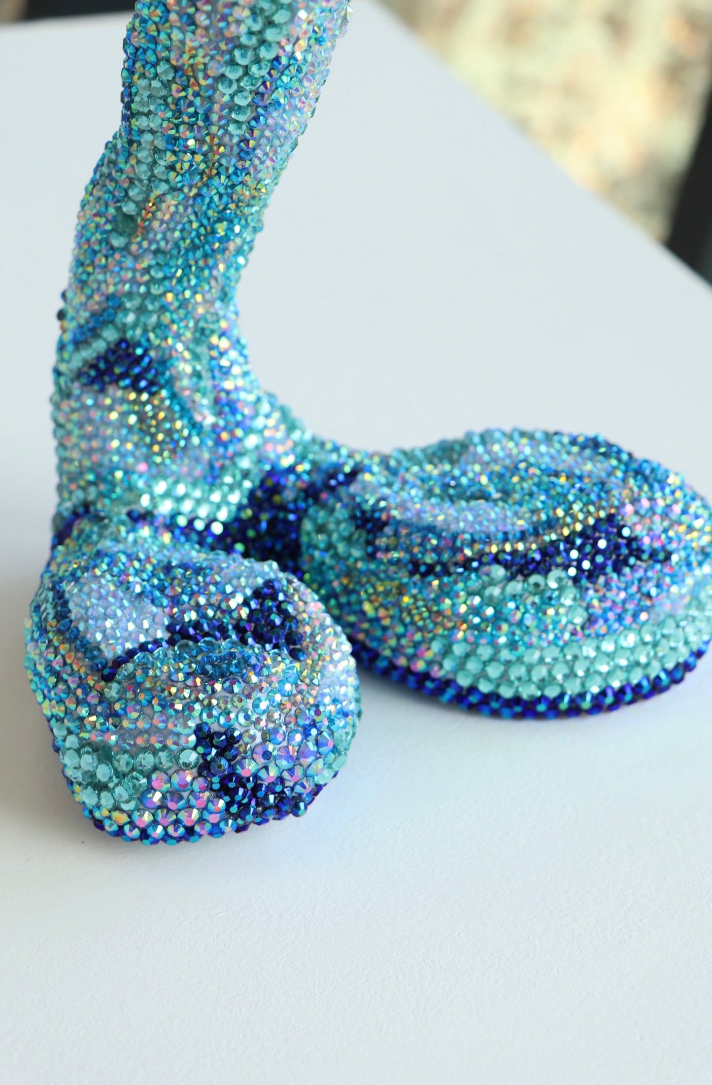 Extra Large Blue Contemporary Penis Nude Glass Clay Erotic Phallus Phallic Erotic Rhinestone Sculpture LGBT Queer Gay Art By Max Hammond Studio
