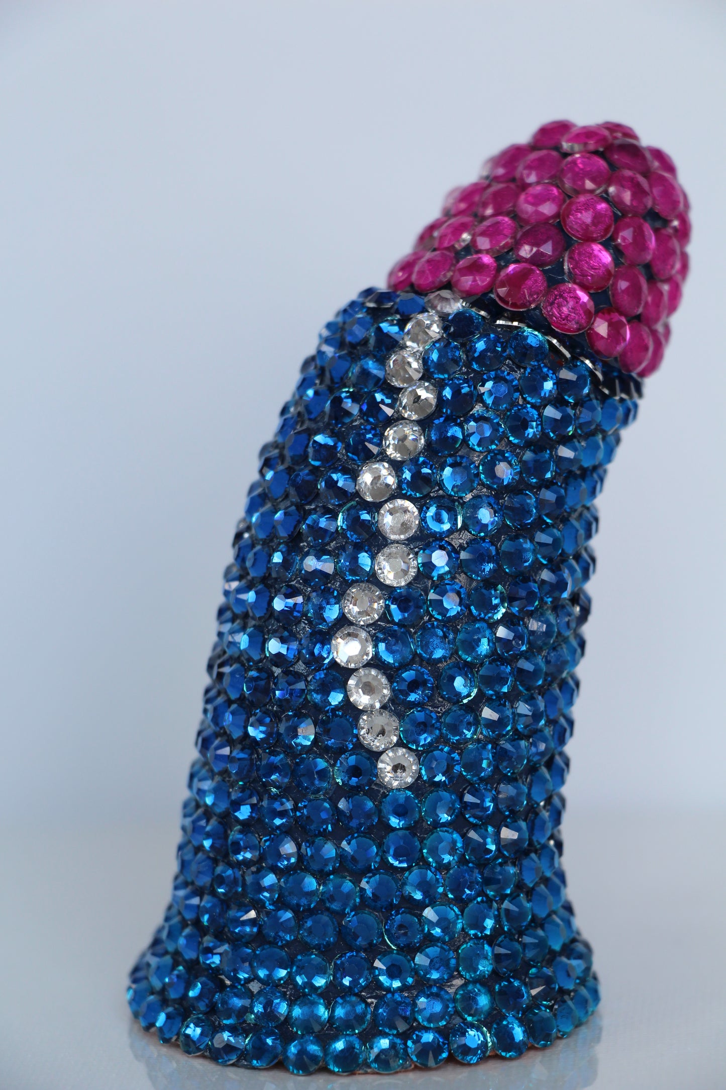 Blue Phallus Erotic Fine Art Glass Embellished Sculpture Gay Art LGBT Queer Collectible By Max Hammond Studio