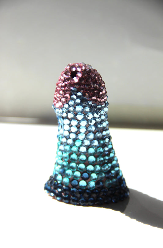 Blue Teal Pink Contemporary Penis Nude Glass Clay Phallus Phallic Erotic Rhinestone Sculpture LGBT Queer Gay Art By Max Hammond Studio