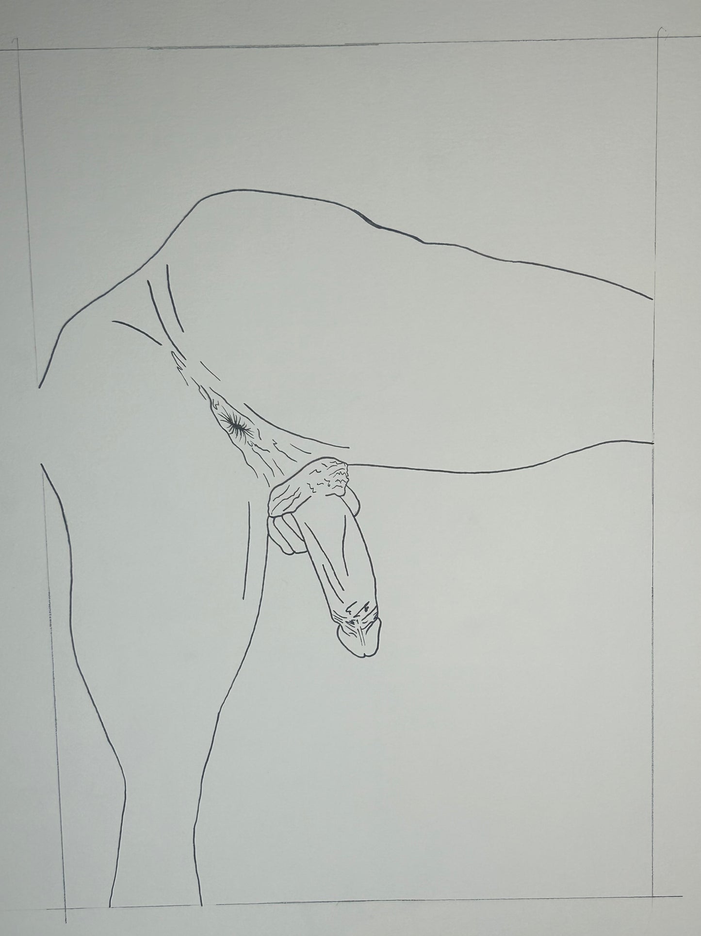Big Harry (2026) | Unique Original Gay Art | Fine Liner Queer Erotic Drawing | Male Nude Fine Liner Artwork One of a kind 1/1 By Max Hammond Studio