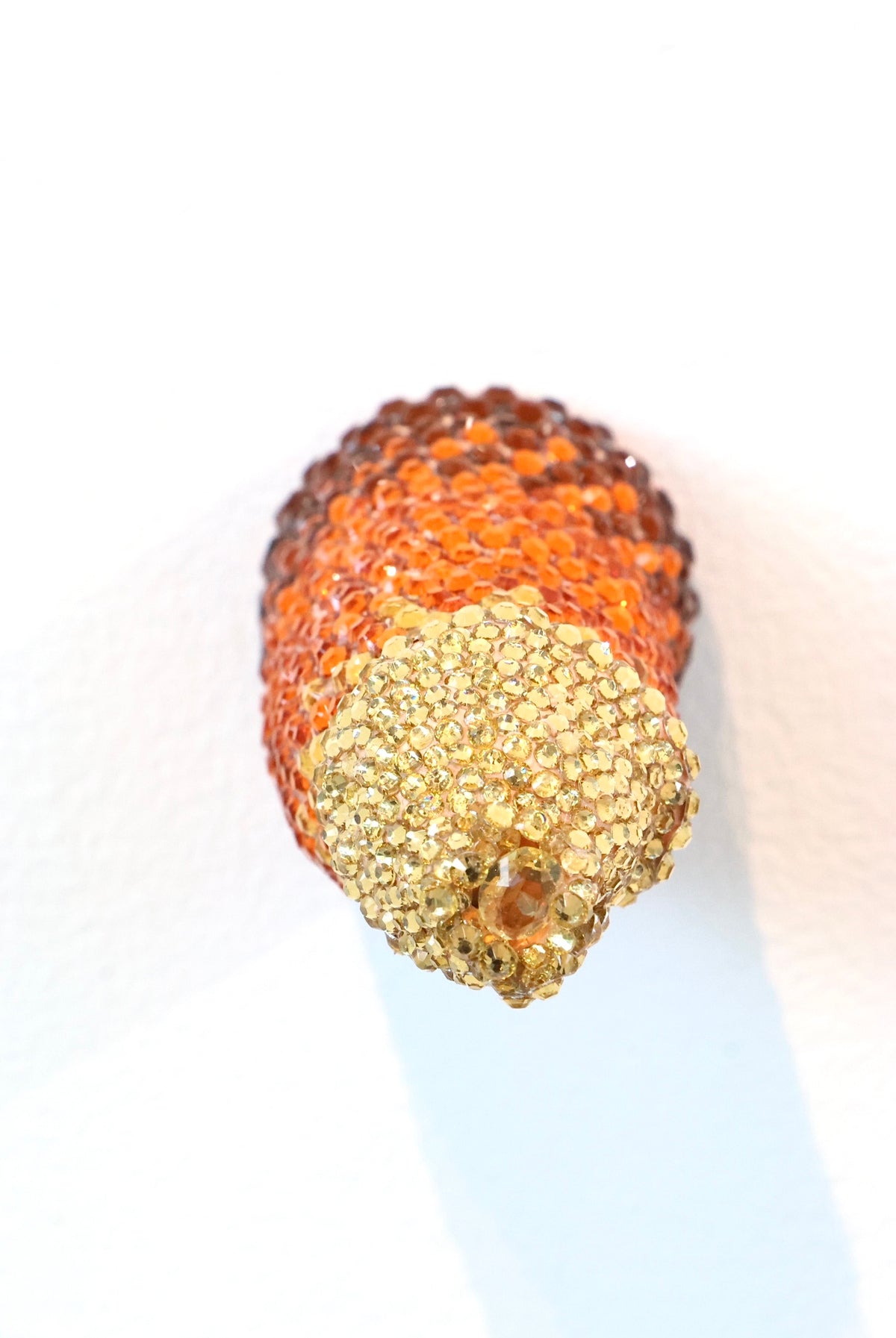 Yellow, Orange, Brown Crystal Contemporary Penis Nude Glass Clay Erotic Phallus Phallic Erotic Rhinestone Sculpture Fine Art LGBT Queer Art By Max Hammond Studio