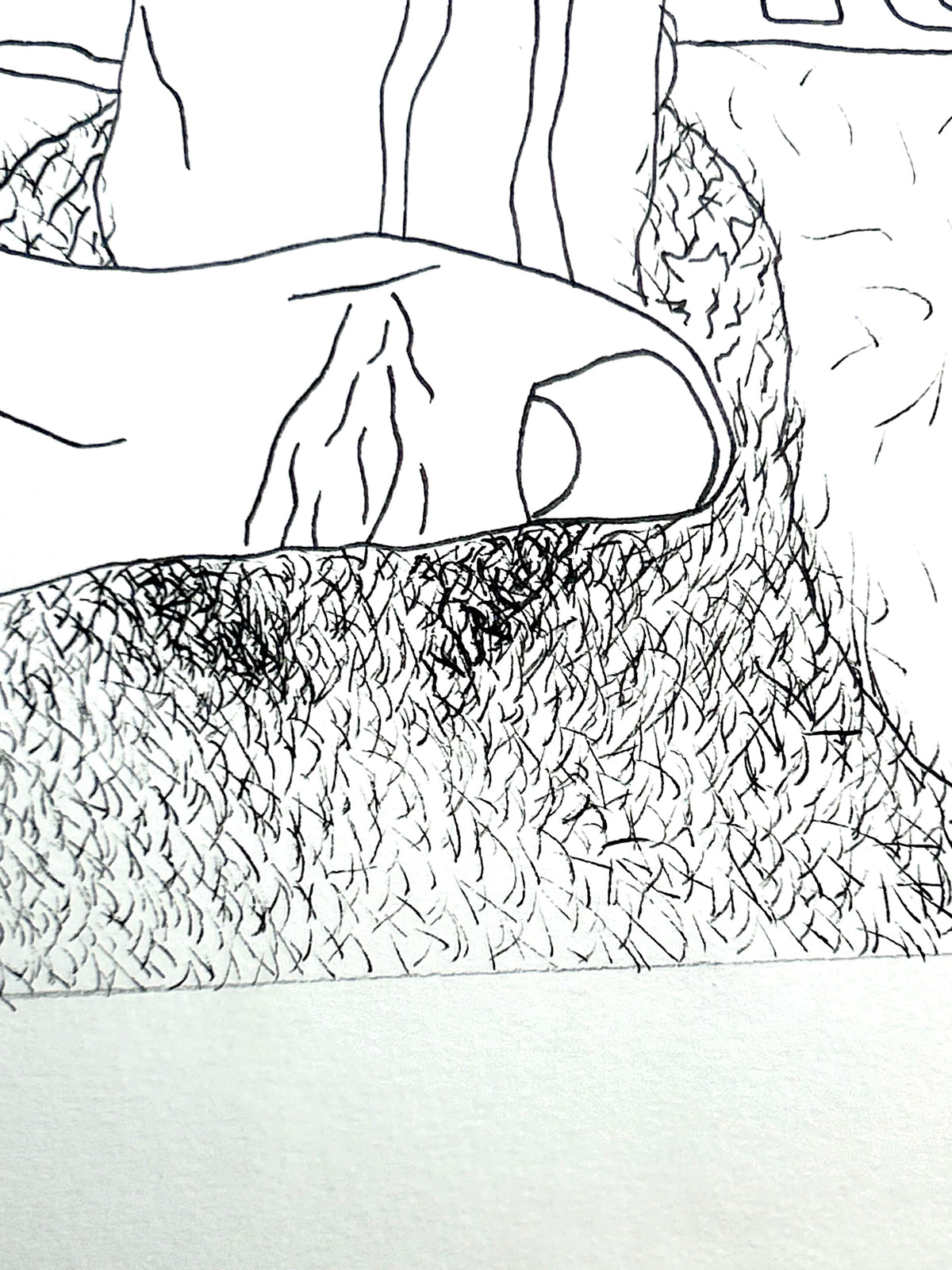 ‘Jordan’ ‘Jason On The Sofa’ (2026) Unique Original Gay Art | Fine Liner Queer Erotic Drawing | Male Nude Phallus Phallic Fine Liner Gay Artwork One of a kind 1/1 By Artist Max Hammond