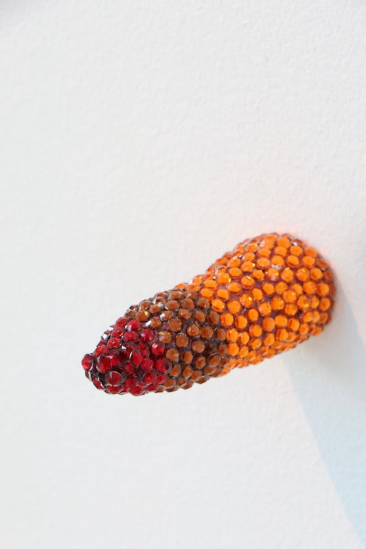 Red, Orange, Brown Glass Clay Erotic Phallus Phallic Erotic Rhinestone Sculpture LGBT Queer Art By Max Hammond Studio