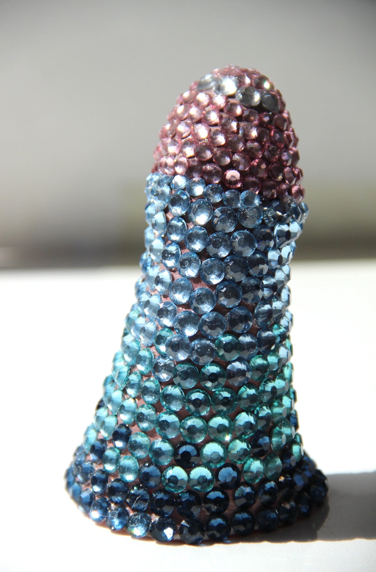 Blue Teal Pink Contemporary Penis Nude Glass Clay Phallus Phallic Erotic Rhinestone Sculpture LGBT Queer Gay Art By Max Hammond Studio