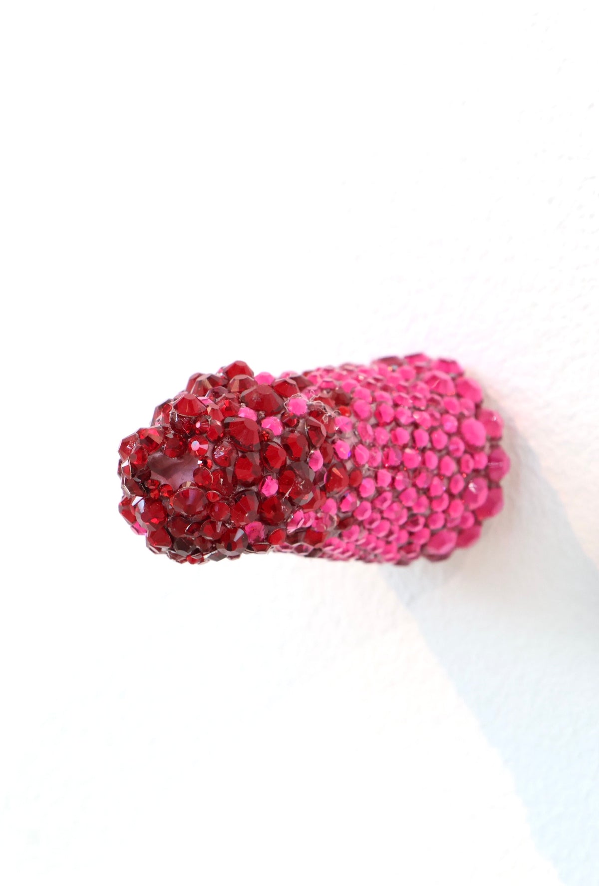 Red, Pink Fade Glass Clay Erotic Phallus Phallic Erotic Rhinestone Sculpture LGBT Queer Art By Max Hammond Studio
