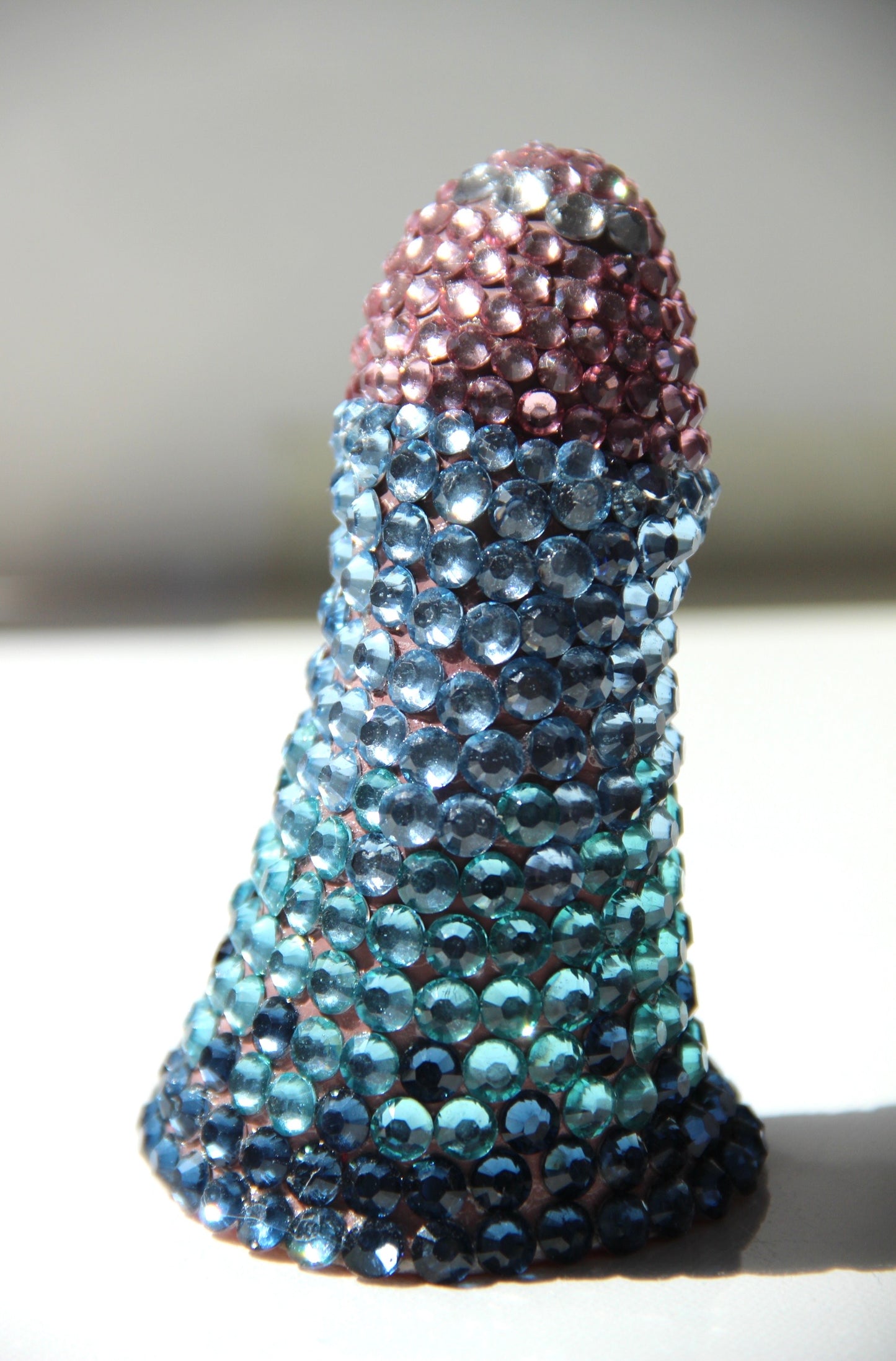 Blue Teal Pink Contemporary Penis Nude Glass Clay Phallus Phallic Erotic Rhinestone Sculpture LGBT Queer Gay Art By Max Hammond Studio