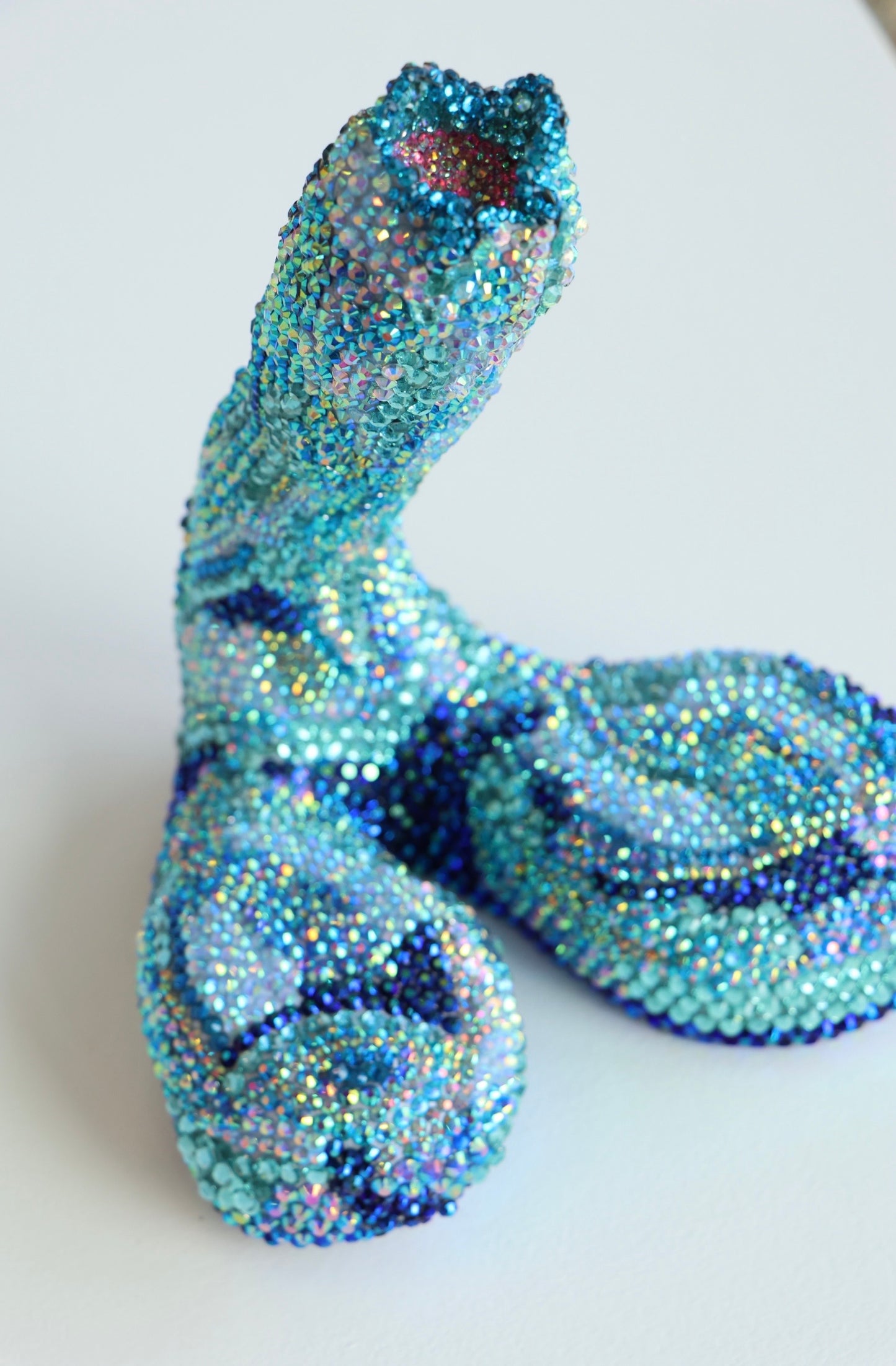 Extra Large Blue Contemporary Penis Nude Glass Clay Erotic Phallus Phallic Erotic Rhinestone Sculpture LGBT Queer Gay Art By Max Hammond Studio
