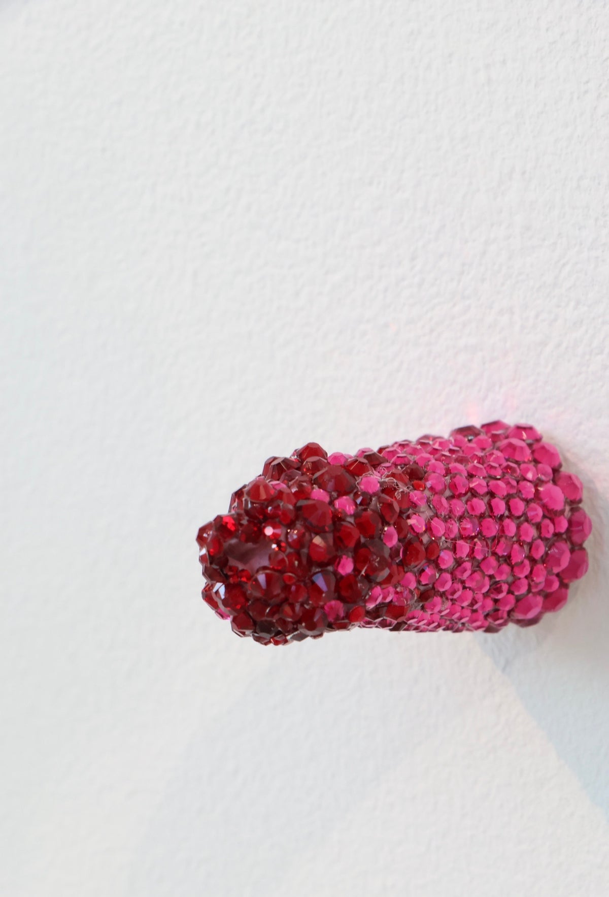 Red, Pink Fade Glass Clay Erotic Phallus Phallic Erotic Rhinestone Sculpture LGBT Queer Art By Max Hammond Studio