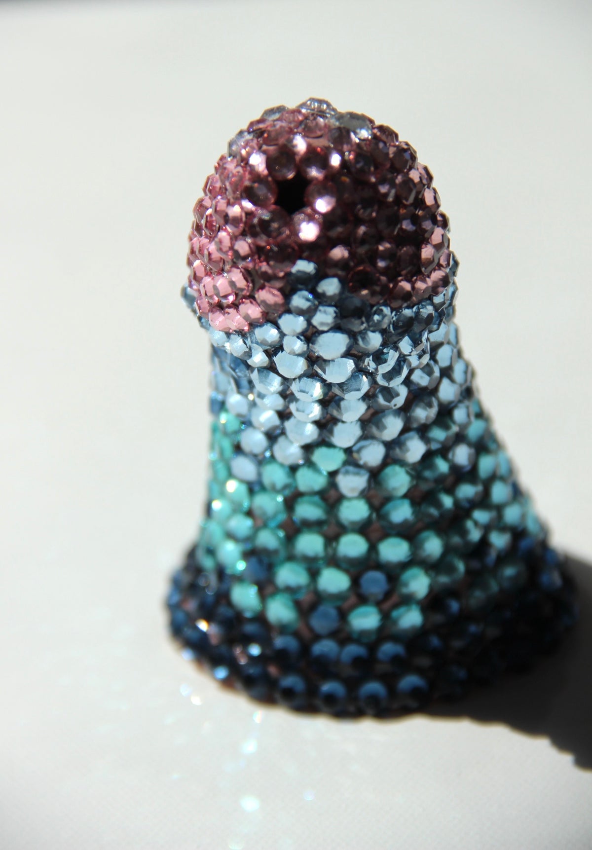 Blue Teal Pink Contemporary Penis Nude Glass Clay Phallus Phallic Erotic Rhinestone Sculpture LGBT Queer Gay Art By Max Hammond Studio