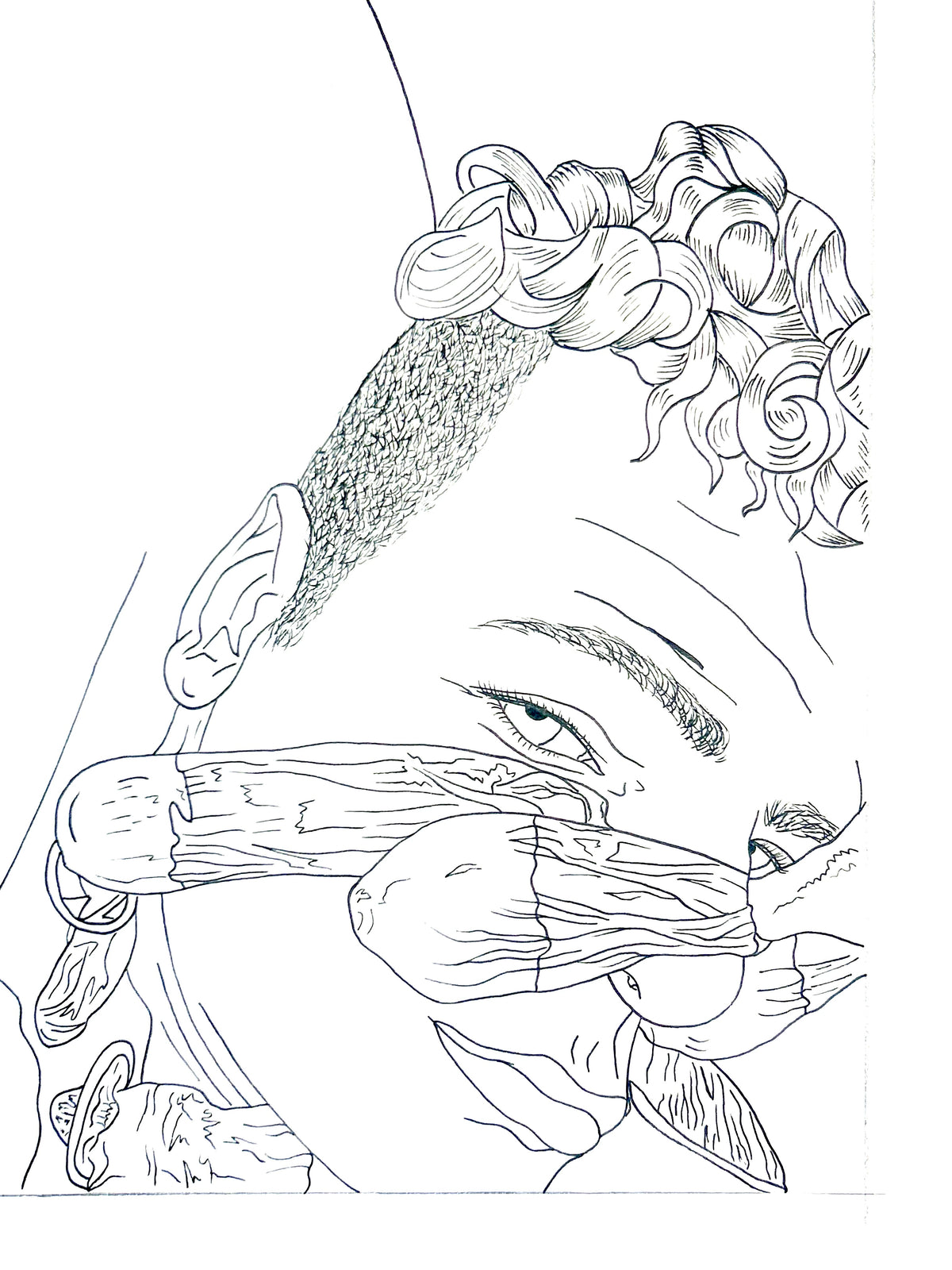 Untitled (2026) | Unique Original Gay Art | Fine Liner Queer Erotic Drawing | Male Nude Phallus Phallic Fine Liner Artwork One of a kind 1/1 By Artist Max Hammond