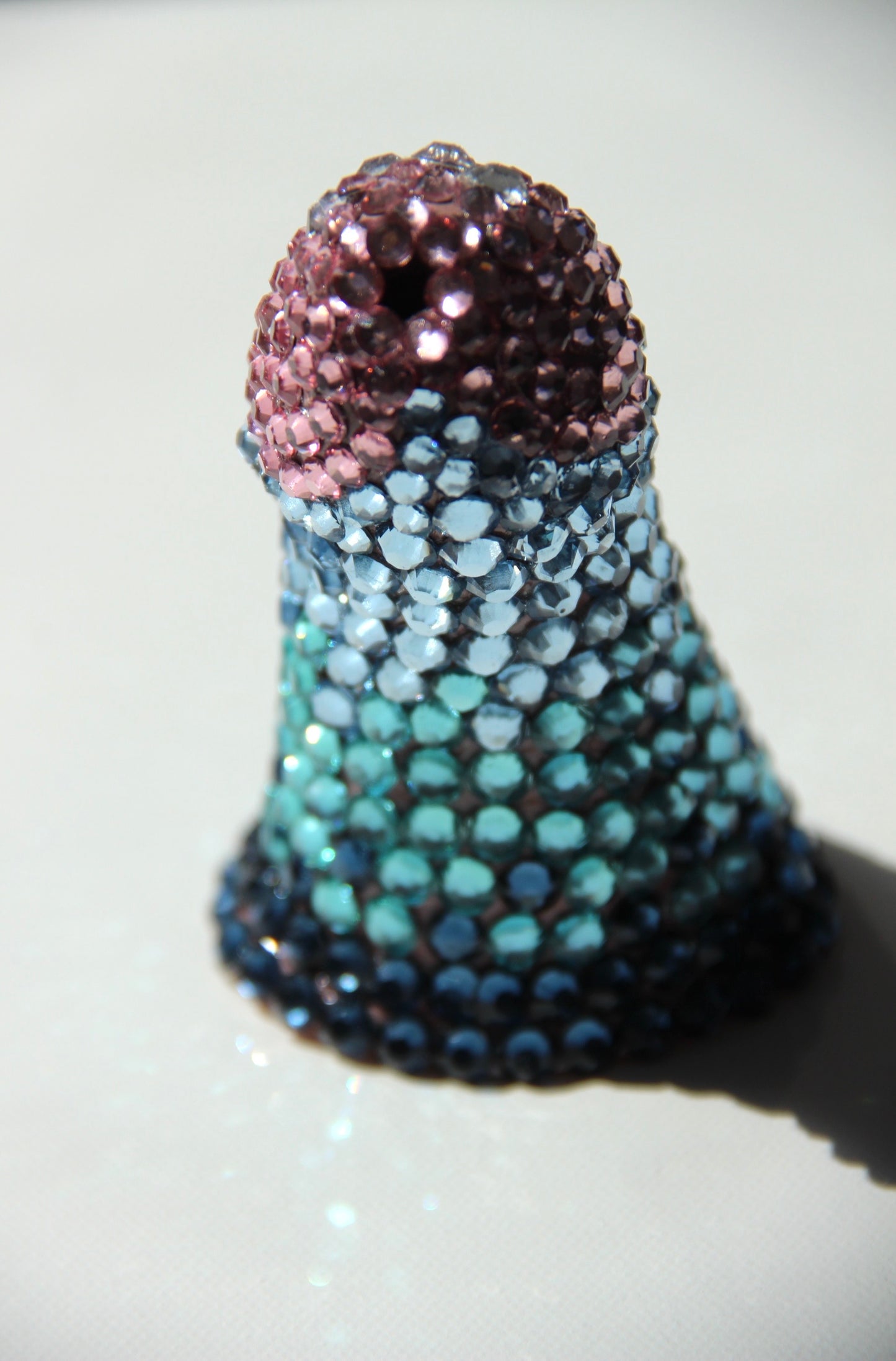 Blue Teal Pink Contemporary Penis Nude Glass Clay Phallus Phallic Erotic Rhinestone Sculpture LGBT Queer Gay Art By Max Hammond Studio