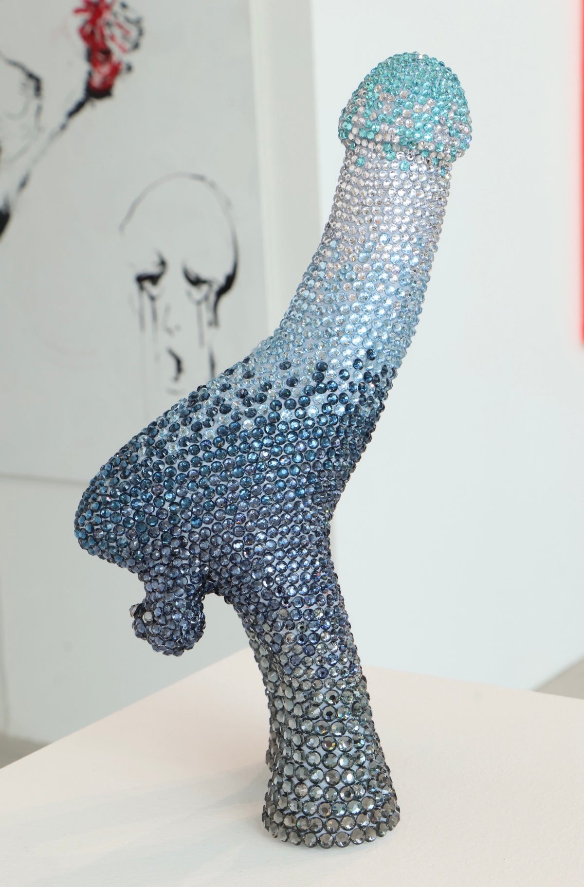 Large Contemporary Penis Glass Clay Fine Art Phallus Phallic Erotic Rhinestone Sculpture LGBT Queer Gay Art By Max Hammond Studio