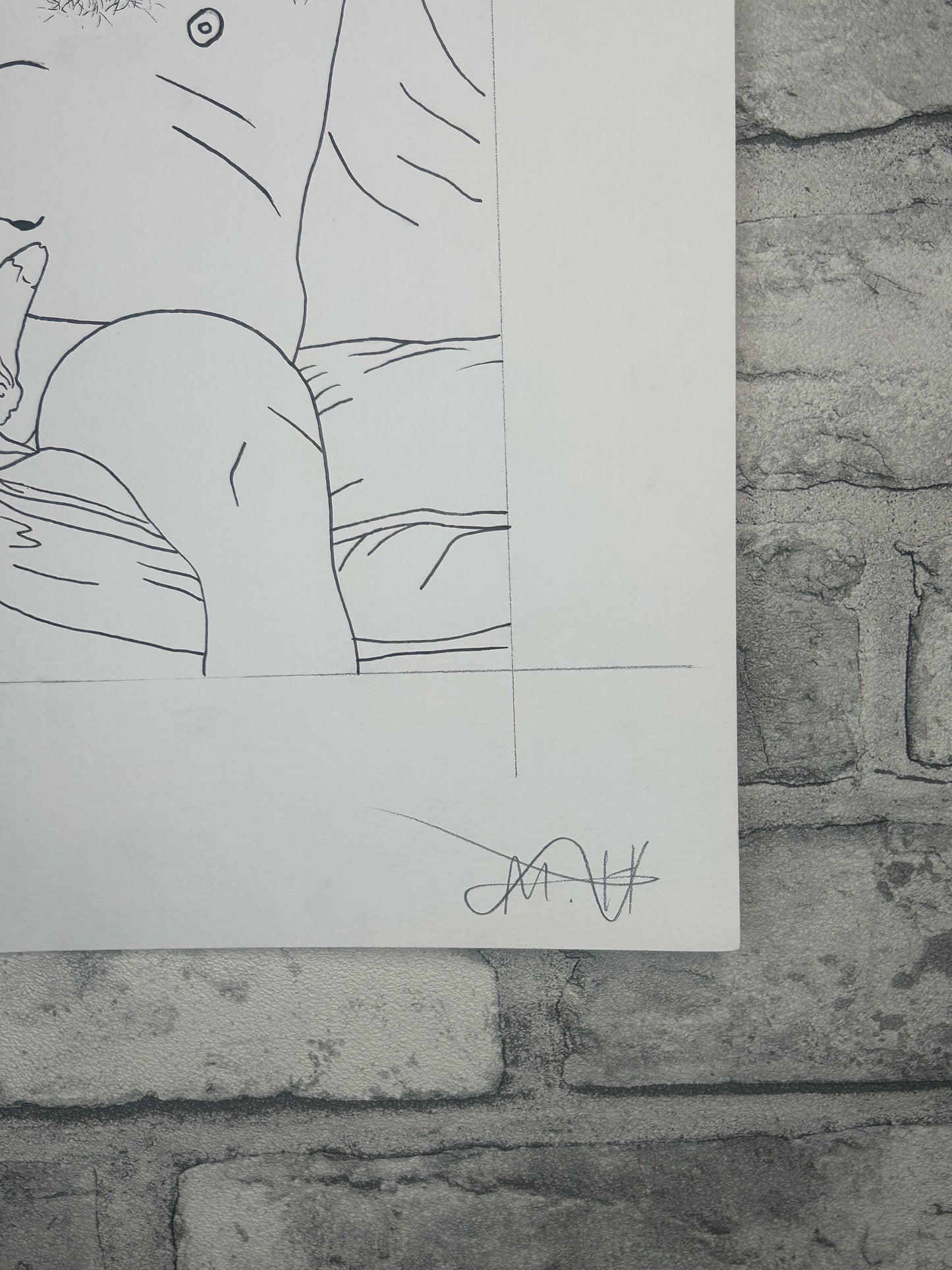 ‘Jason On The Sofa’ (2026) Unique Original Gay Art | Fine Liner Queer Erotic Drawing | Male Nude Phallus Phallic Fine Liner Gay Artwork One of a kind 1/1 By Artist Max Hammond