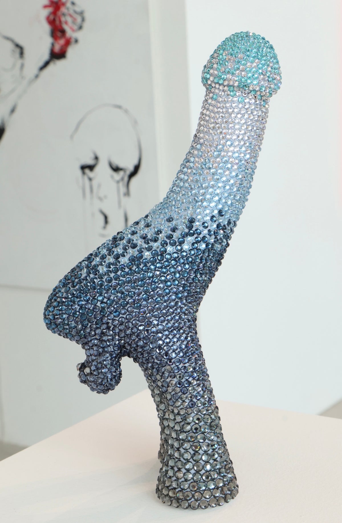Large Contemporary Penis Glass Clay Fine Art Phallus Phallic Erotic Rhinestone Sculpture LGBT Queer Gay Art By Max Hammond Studio