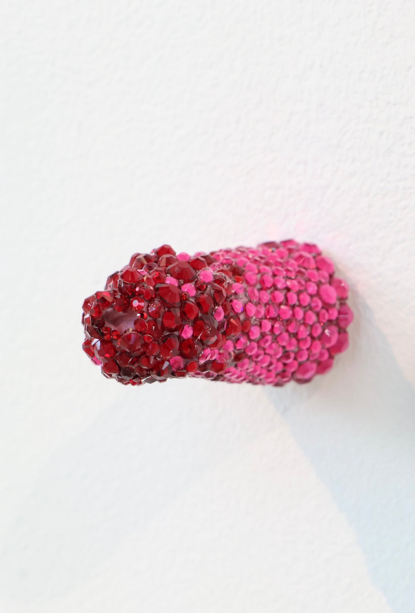 Red, Pink Fade Glass Clay Erotic Phallus Phallic Erotic Rhinestone Sculpture LGBT Queer Art By Max Hammond Studio