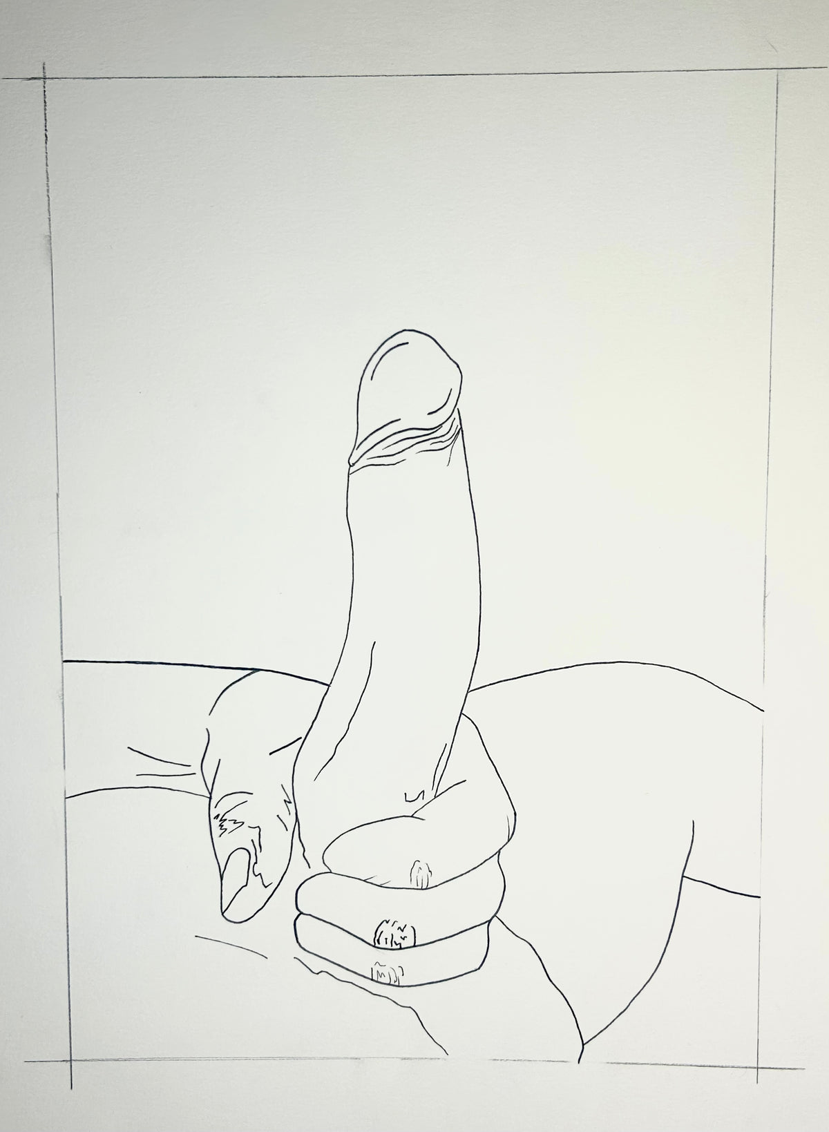 Untitled (2026) | Unique Original Gay Art | Fine Liner Queer Erotic Drawing | Male Nude Phallus Phallic Fine Liner Artwork One of a kind 1/1 By Artist Max Hammond