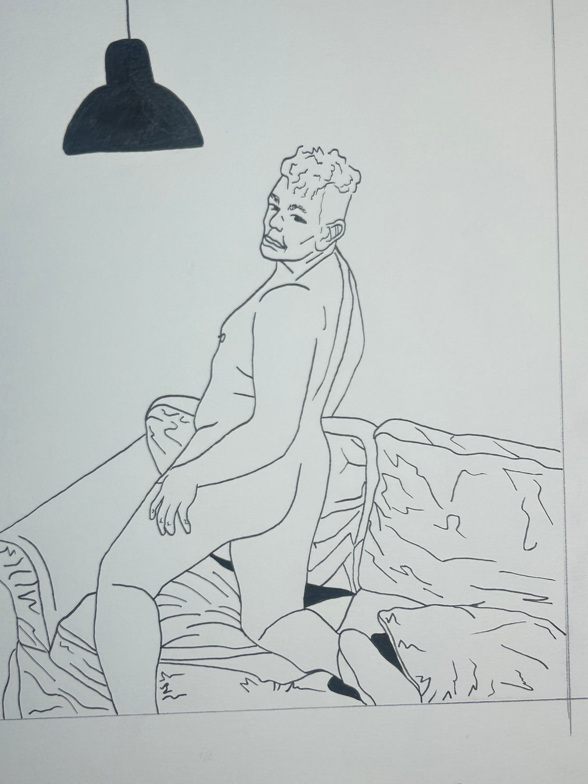 Untitled (2026) | Unique Original Gay Art | Fine Liner Queer Erotic Drawing | Male Nude Phallus Phallic Fine Liner Artwork One of a kind 1/1 By Artist Max Hammond