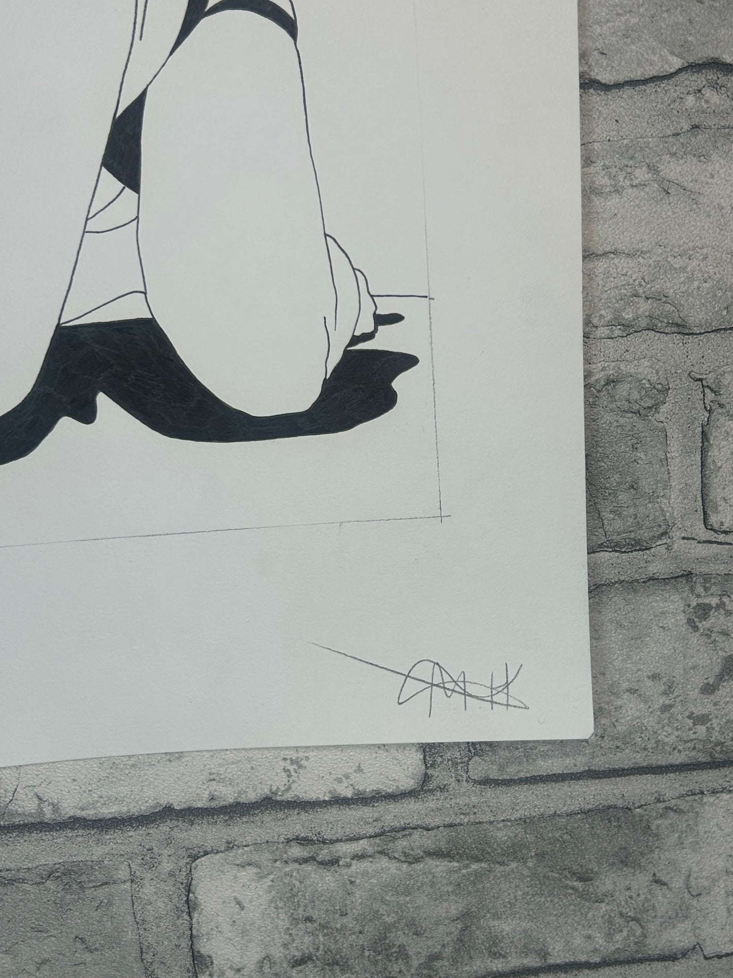 Untitled (2026) | Unique Original Gay Art | Fine Liner Queer Erotic Drawing | Male Nude Phallus Phallic Fine Liner Artwork One of a kind 1/1 By Artist Max Hammond
