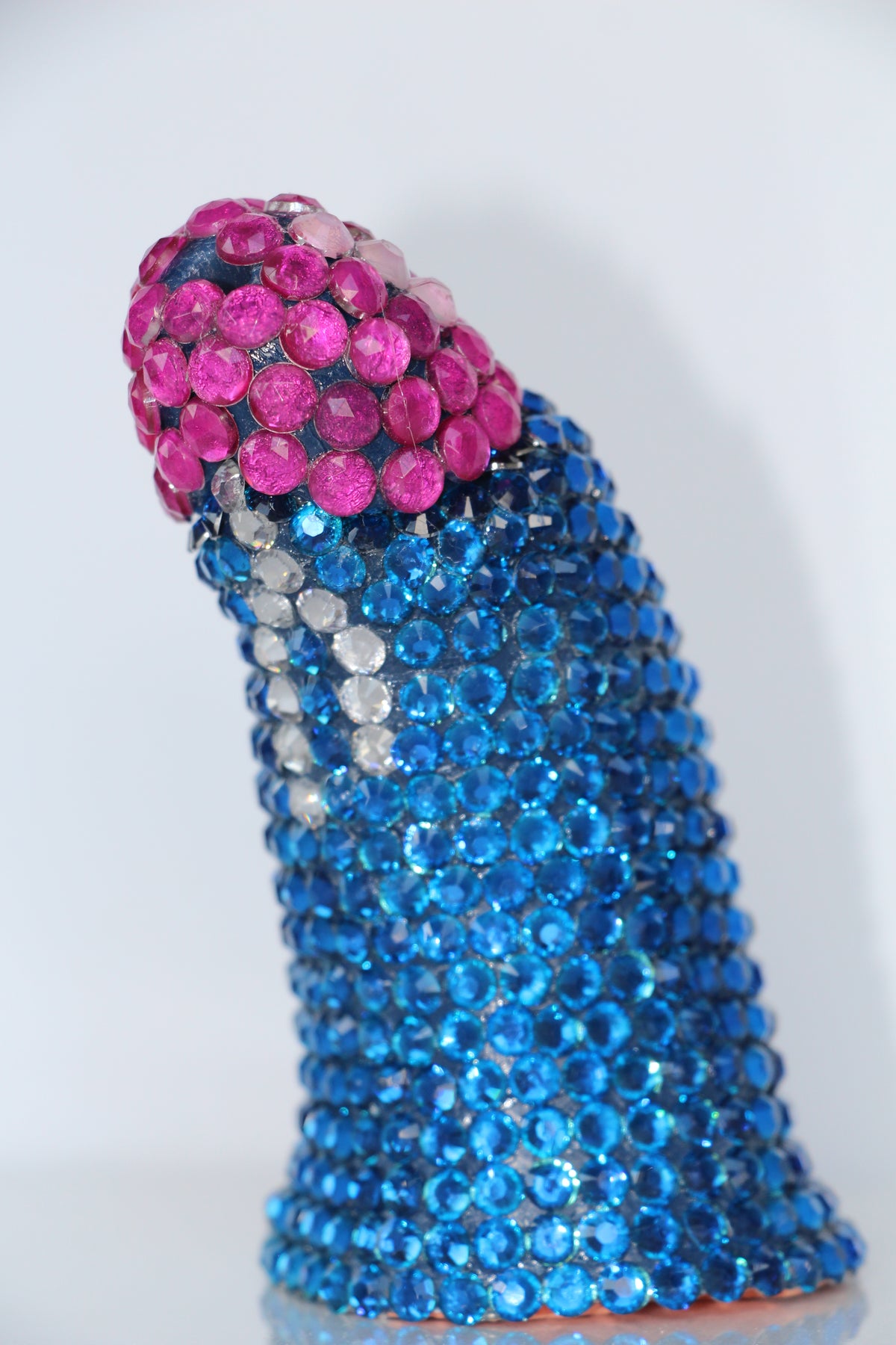 Blue Phallus Erotic Fine Art Glass Embellished Sculpture Gay Art LGBT Queer Collectible By Max Hammond Studio