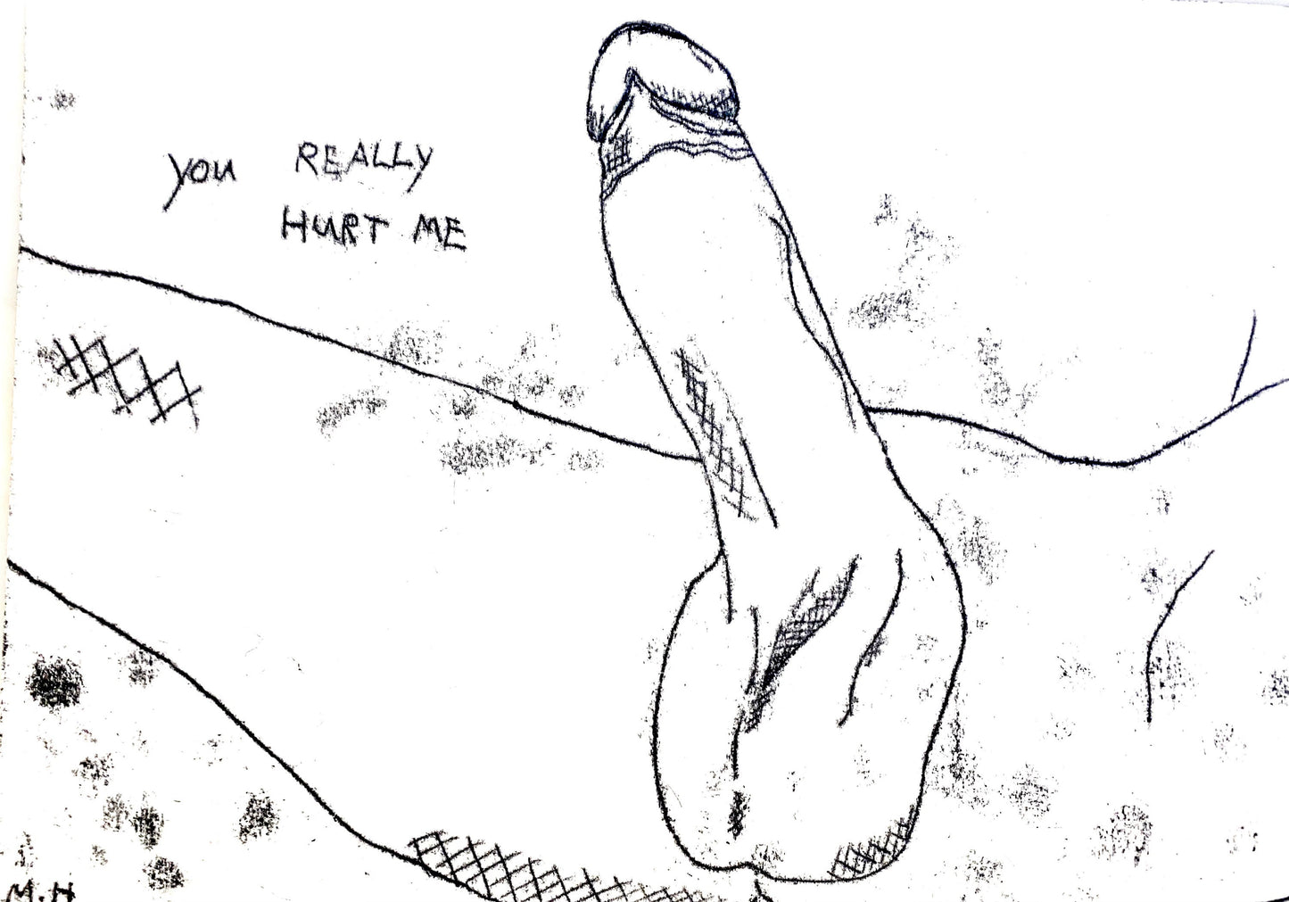 Max Hammond "You Really Hurt Me" original and confessional mono print, contemporary, Tracey Emin, Louise Bourgeois