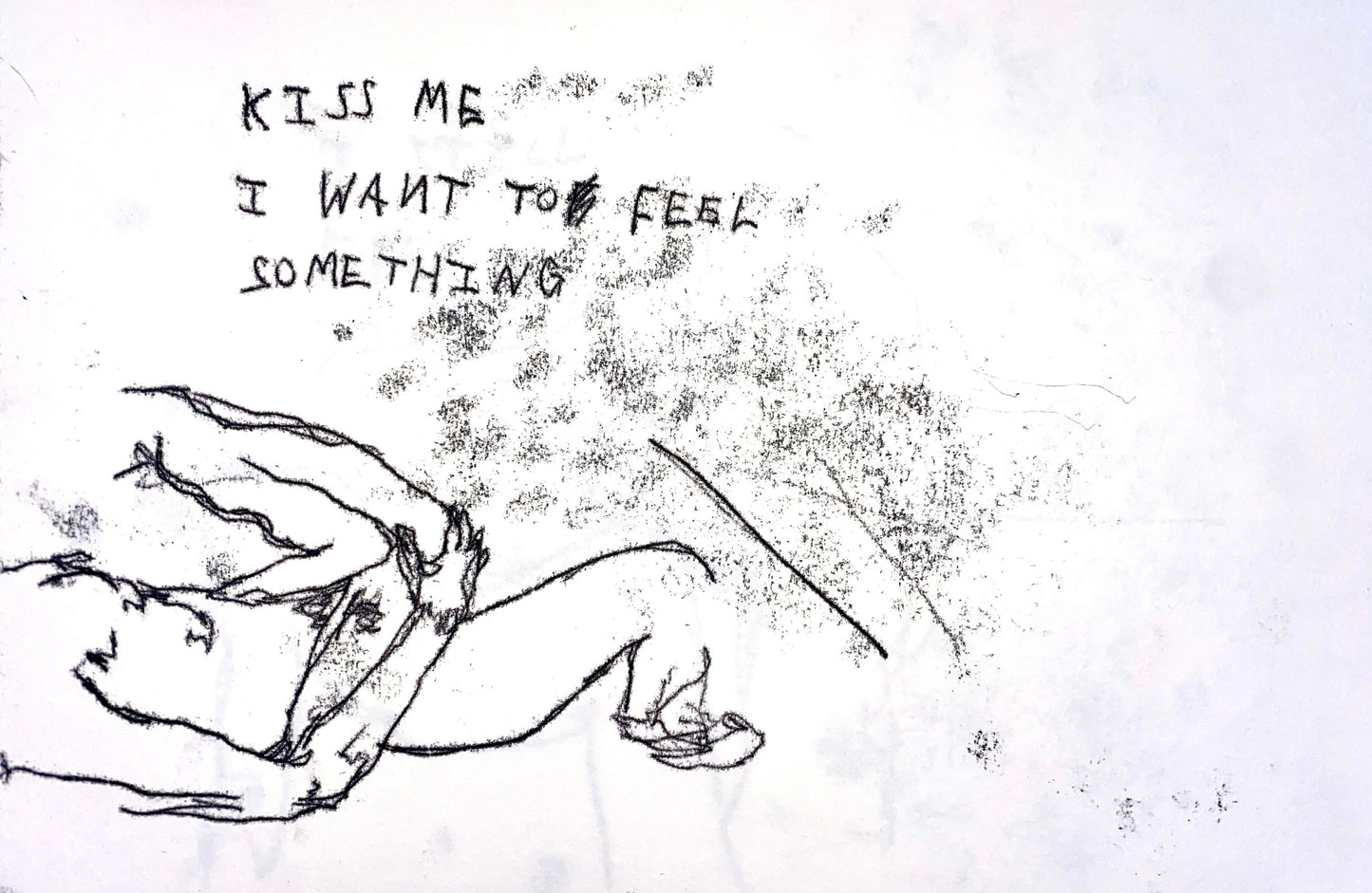 Max Hammond "Kiss Me" Contemporary Confessional Original Monoprint, Tracey Emin, Louise Bourgeois