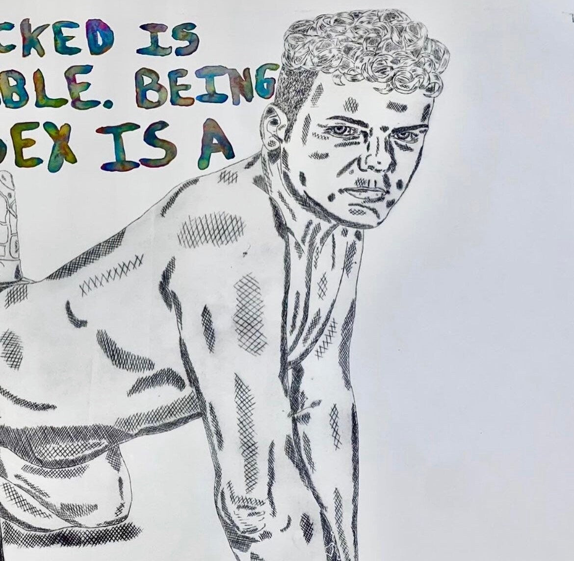 Max Hammond “Regulation of life” 2022 drypoint, print, original, watercolour, gift, gay, lgbt, gay art