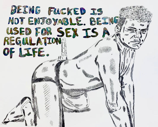 Max Hammond “Regulation of life” 2022 drypoint, print, original, watercolour, gift, gay, lgbt, gay art