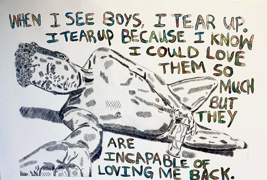 Max Hammond “When I See Boys” 2022, drypoint, gay art, Tracey emin, print, gifts, art, confessional, collectible