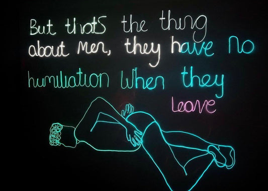 Max Hammond “Humiliation” 2022 neon on canvas, gift, art, neon art, nude, figure, collectible, Tracey emin