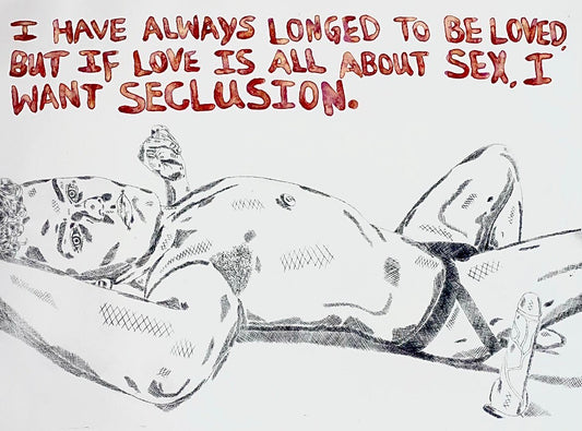 Max Hammond “Seclusion” 2022, drypoint print, confessional, watercolour, Tracey emin