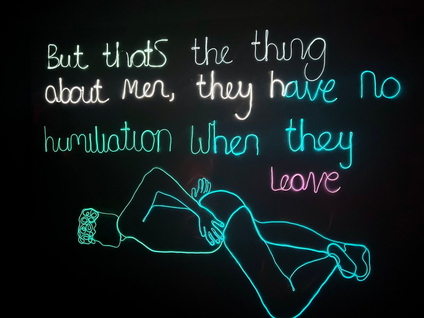 Max Hammond “Humiliation” 2022 neon on canvas, gift, art, neon art, nude, figure, collectible, Tracey emin