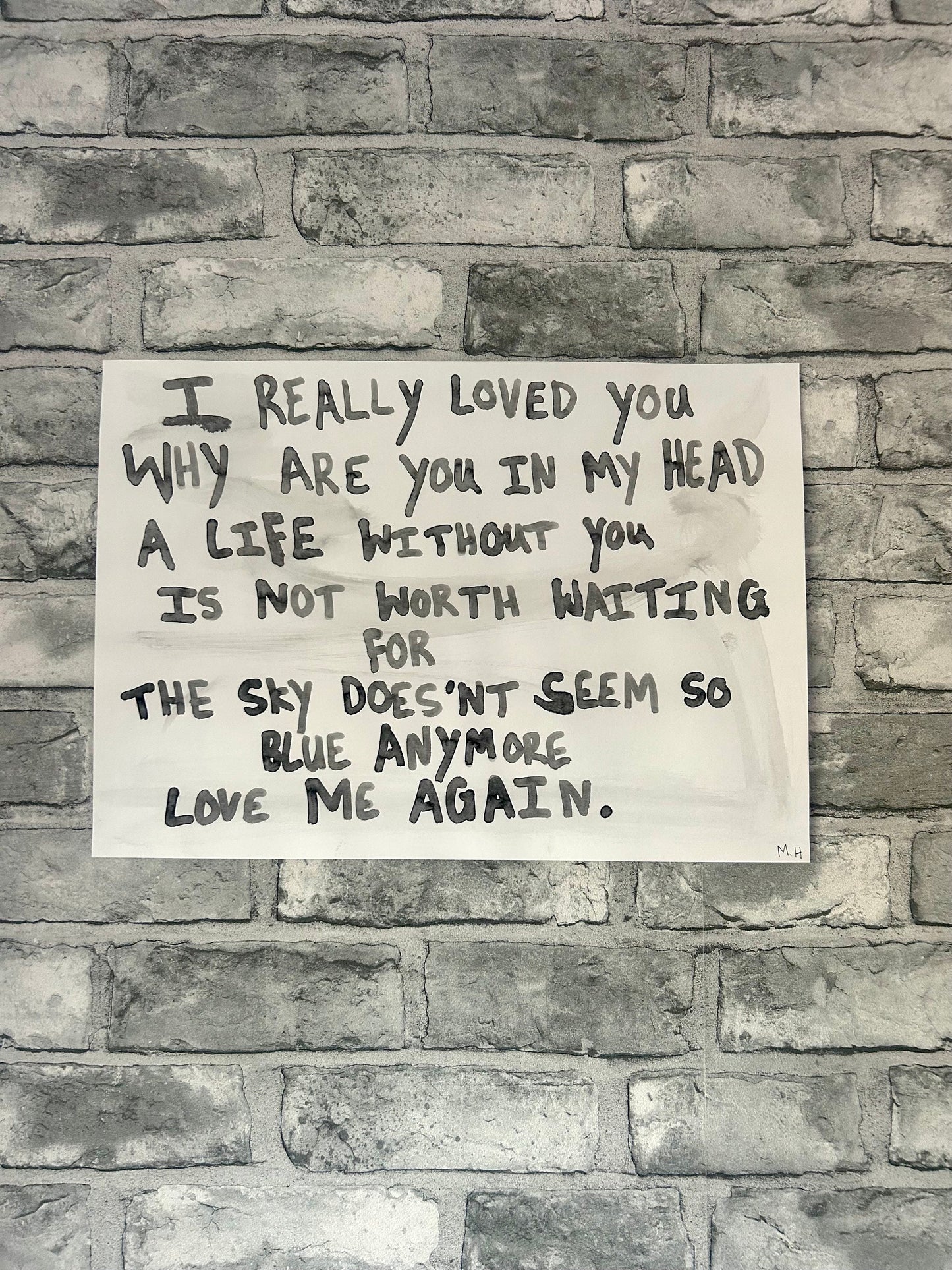 Max Hammond “Love Me Again” watercolour, painting, Original, Contemporary Confessional artist, Signed, Dated, gift, art, Drawing, 1/1