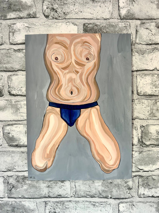 Max Hammond “Handcuffed” Painting, acrylic paint, Original, Contemporary Confessional artist, Signed, Dated, gift, art, Drawing, 1/1