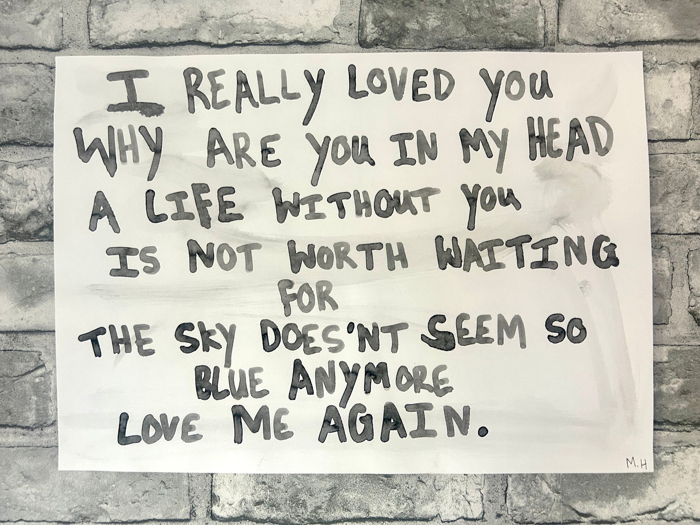 Max Hammond “Love Me Again” watercolour, painting, Original, Contemporary Confessional artist, Signed, Dated, gift, art, Drawing, 1/1