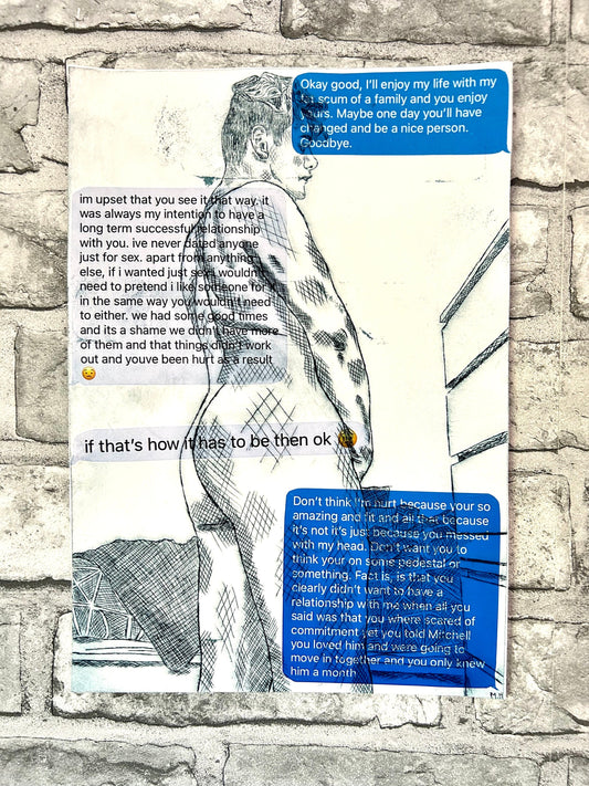 Max Hammond “One Day” 2020, drypoint, print, confessional, art, nude, Tracey emin, gay, figure, home, decor, gift, black collection