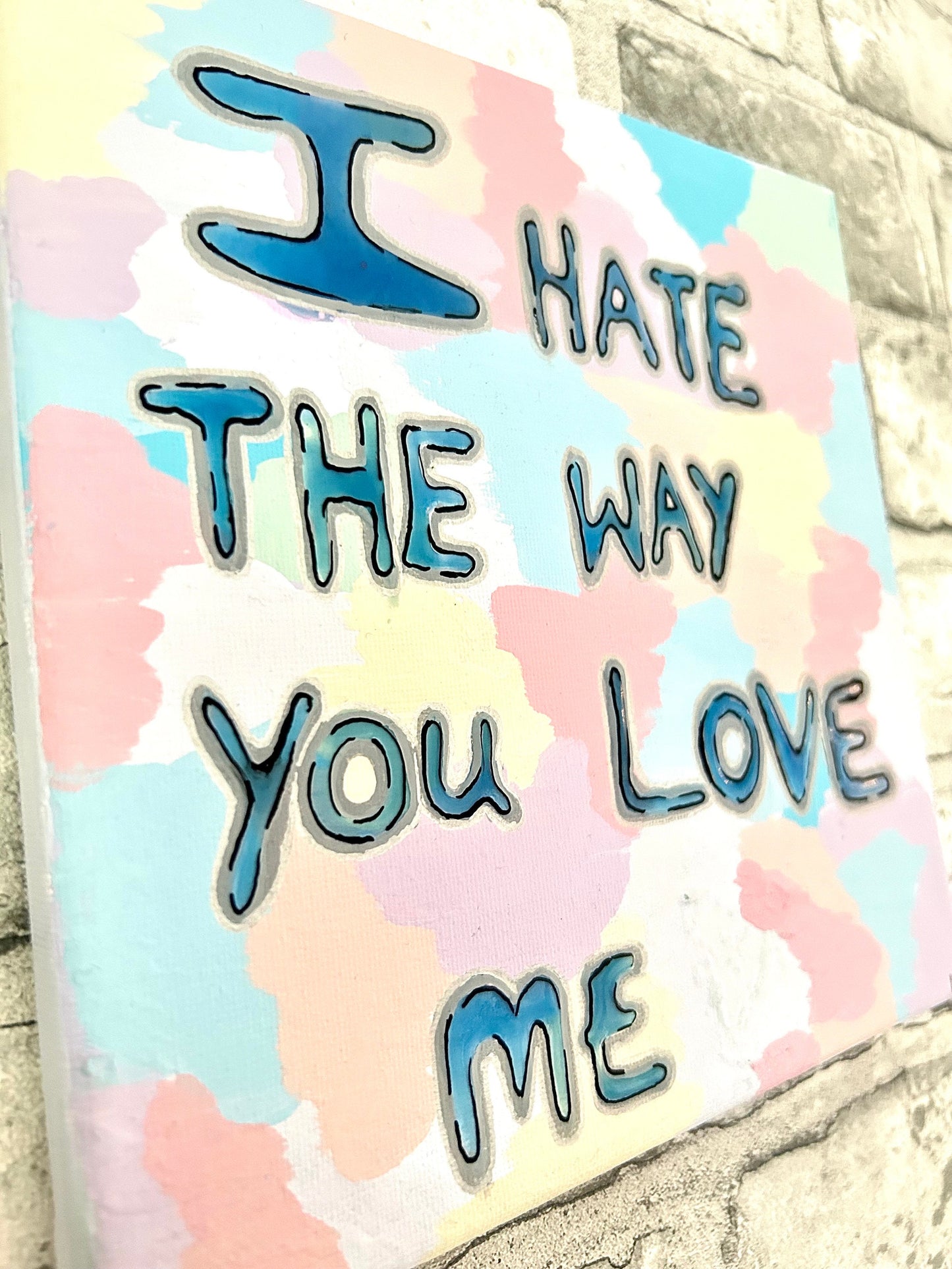 Max Hammond “The way you love me” 2023, resin, canvas, confessional, art, quote, Tracey emin, gay, figure, home, decor, gift, fragile,