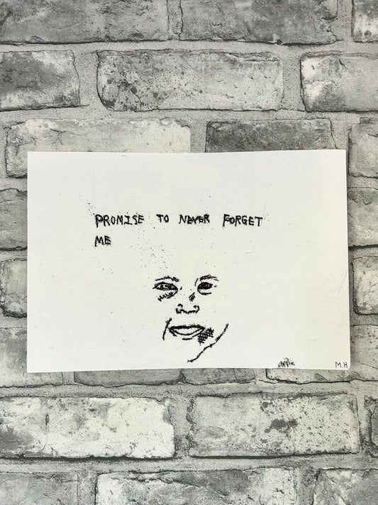Max Hammond “never forget me” 2022, monoprint, print, confessional, art, nude, Tracey emin, gay, figure, home, decor, gift, black collection