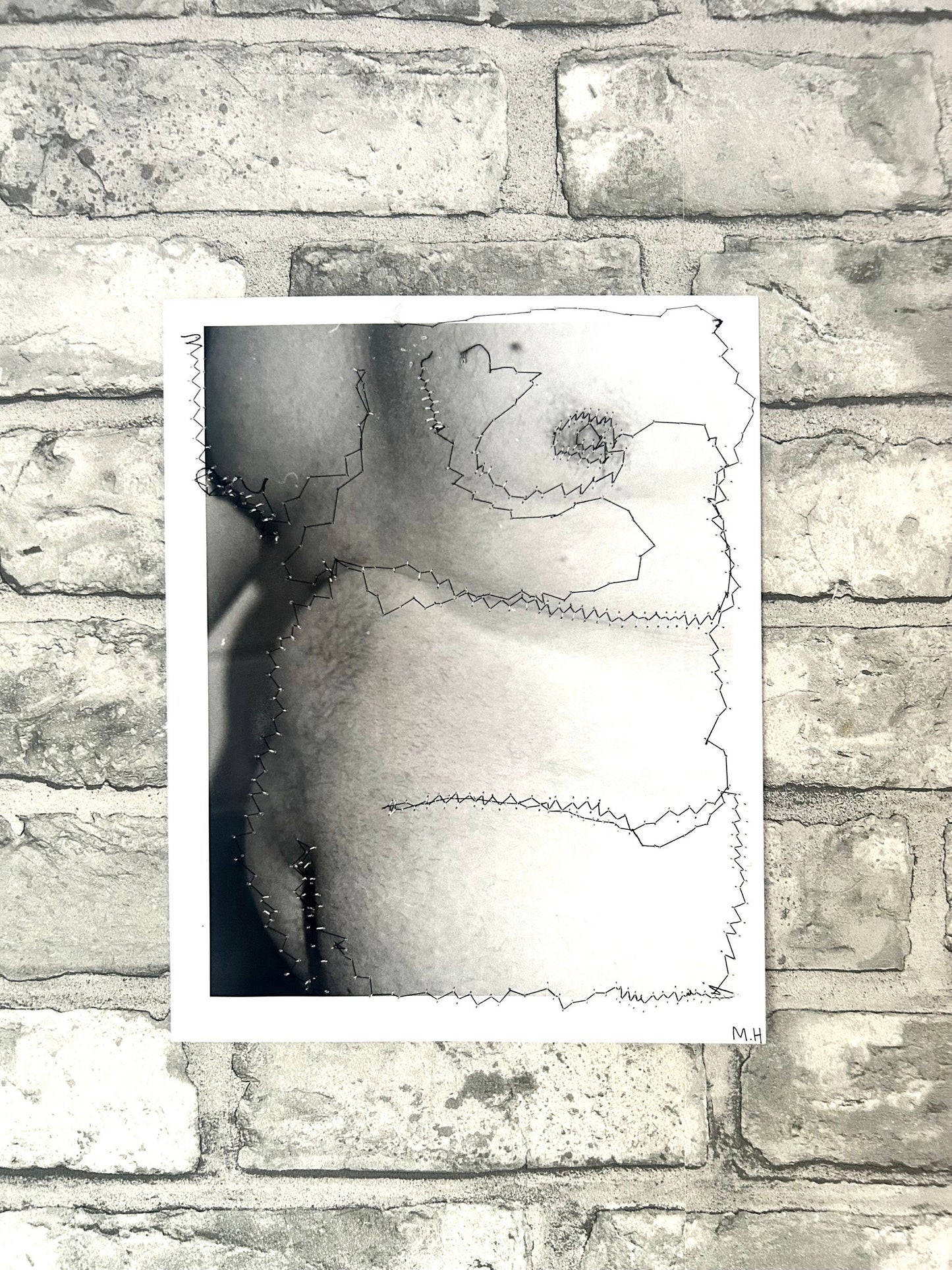 Max Hammond “Figure I Lost” 2019, print, confessional, art, nude, Tracey emin, gay, figure, home, decor, gift, black collection, sewing
