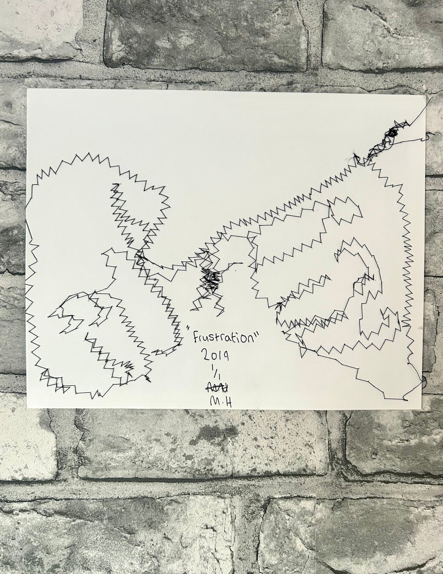 Max Hammond “Frustration” 2019, print, confessional, art, nude, Tracey emin, gay, figure, home, decor, gift, black collection, sewing stitch