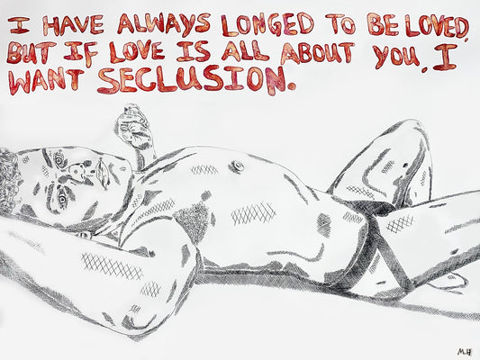 Max Hammond “Seclusion” print, A4, 2022 Neon on canvas, neon, gift, figure print, home decor, watercolour, Tracey emin, collectible, luxury