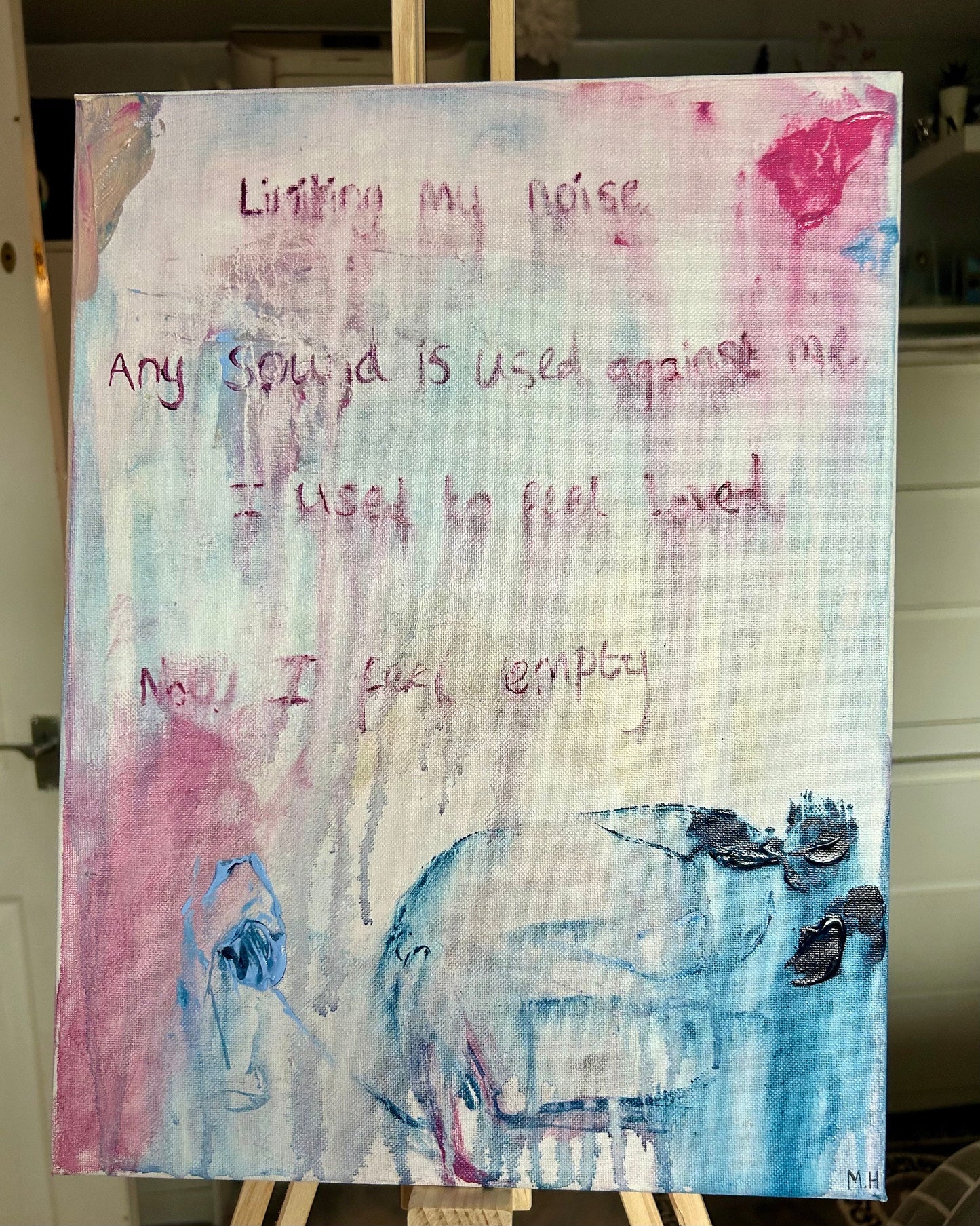 Max Hammond “Any Sound Is Used Against Me” 2023,  oil painting, acrylic painting, Tracey Emin, abstract, painting, gift, gay, lgbt