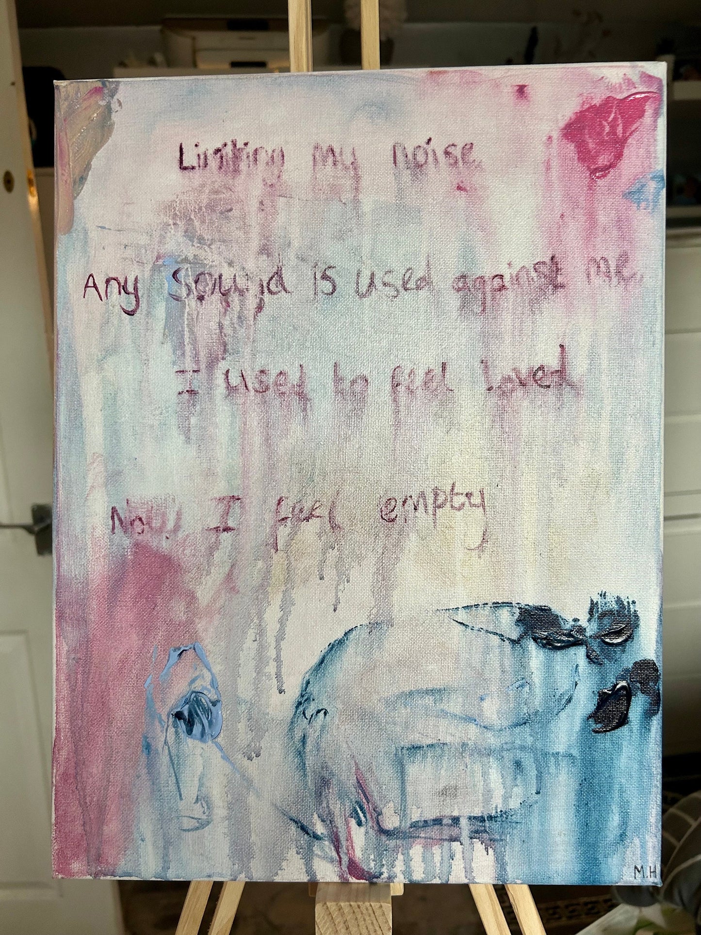 Max Hammond “Any Sound Is Used Against Me” 2023,  oil painting, acrylic painting, Tracey Emin, abstract, painting, gift, gay, lgbt