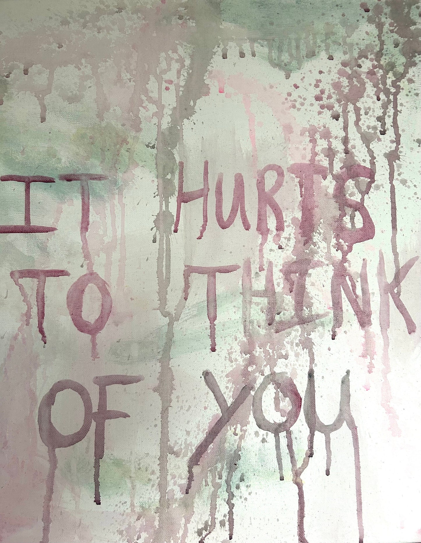 Max Hammond “It Hurts To Think Of You” 2022,  watercolour painting, Tracey Emin, pastel, quote, abstract, painting, gift, gay, lgbt