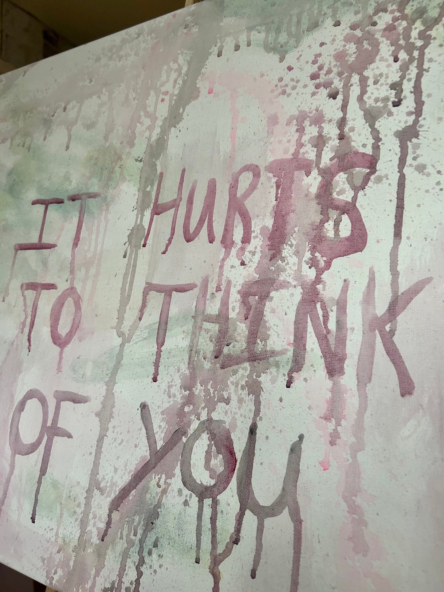 Max Hammond “It Hurts To Think Of You” 2022,  watercolour painting, Tracey Emin, pastel, quote, abstract, painting, gift, gay, lgbt
