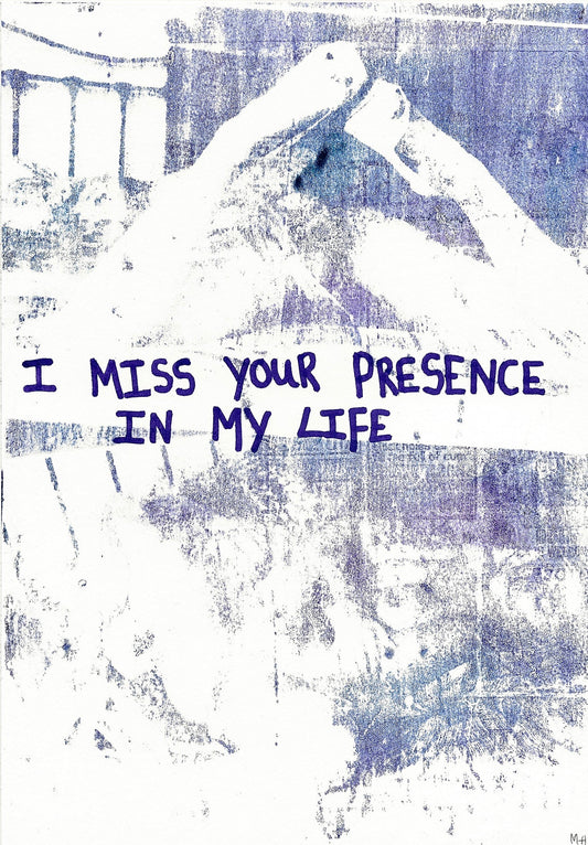 Max Hammond "I Miss Your Prescence" Gel Print, A4, explicit, art, Confessional Contemporary, Tracey Emin, Louise Bourgeois, gift, print,