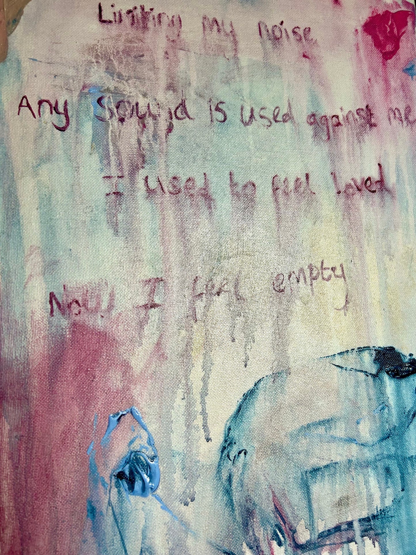 Max Hammond “Any Sound Is Used Against Me” 2023,  oil painting, acrylic painting, Tracey Emin, abstract, painting, gift, gay, lgbt