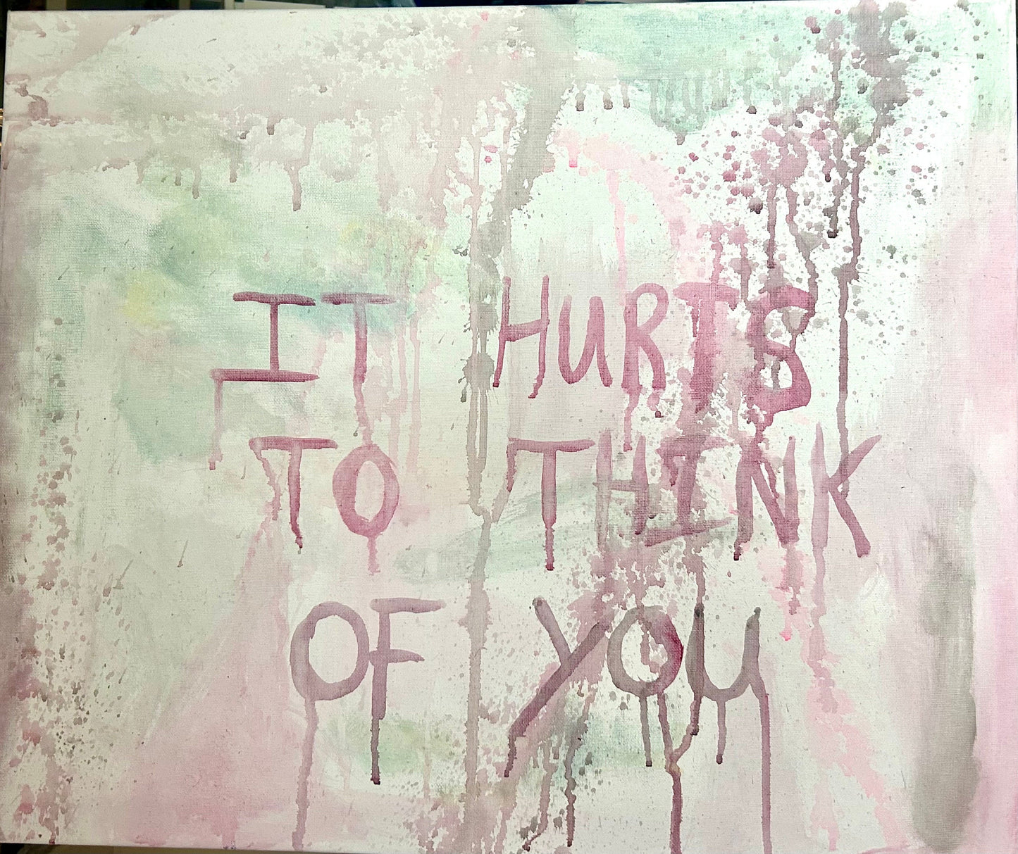 Max Hammond “It Hurts To Think Of You” 2022,  watercolour painting, Tracey Emin, pastel, quote, abstract, painting, gift, gay, lgbt