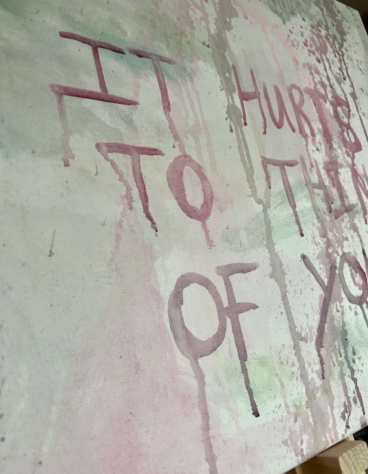 Max Hammond “It Hurts To Think Of You” 2022,  watercolour painting, Tracey Emin, pastel, quote, abstract, painting, gift, gay, lgbt